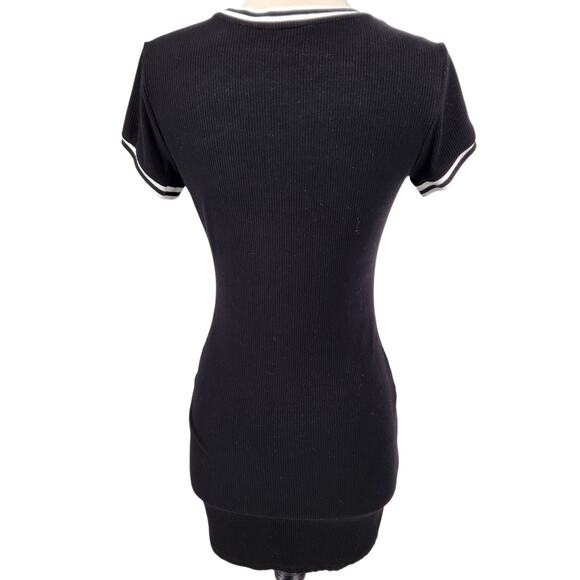 GUESS Black Ribbed Logo Mini Dress – Size M - Picture 4 of 6